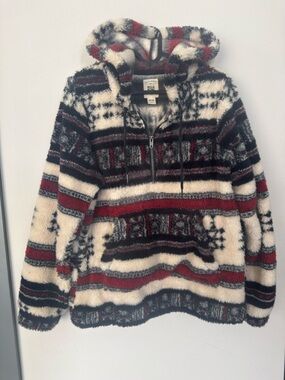 Billabong Sherpa Fleece Quarter Zip Hoodie Jacket Size Large